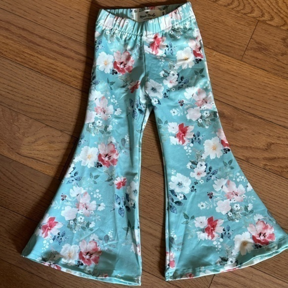 NWT size 9-12‎ mos. Marie Nicole boutique aqua and pink floral bell bott…